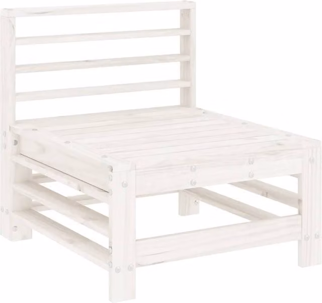 Berkfield Home Garden Middle Sofa in White Solid Pine Wood
