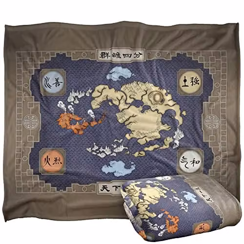 LOGOVISION Avatar The Last Airbender Map Super Soft Microfibre Fleece Throw Blanket, Multicolour, W/D/H: 152 x 127 cm – 1