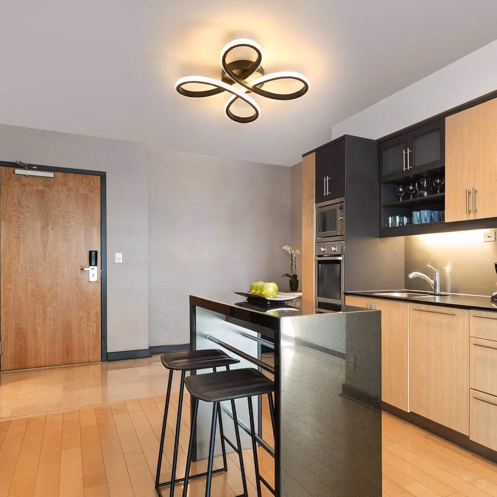 Goeco Modern LED Ceiling Light with Black Flower Design, 30W, Warm White – 2
