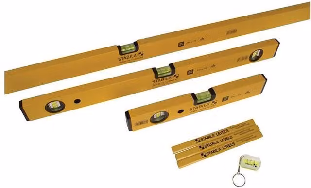 Stabila 70-2 Double Plumb Spirit Level Pack in Yellow (30 cm, 60 cm and 180 cm)