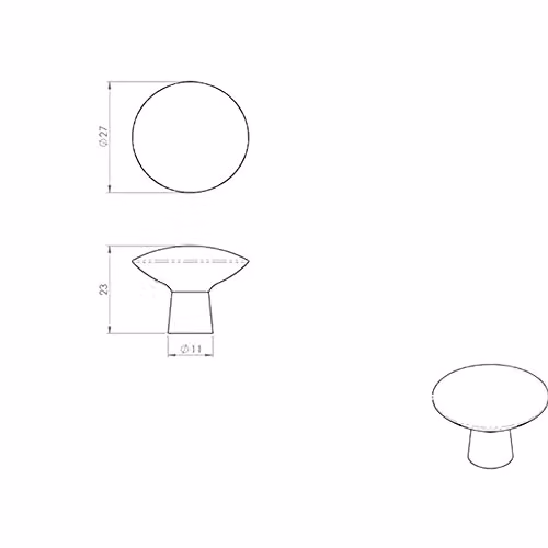 Loops Disc Shaped Cabinet Door Knob on Tapered Stem, 27mm Diameter, Brushed Silver – 2
