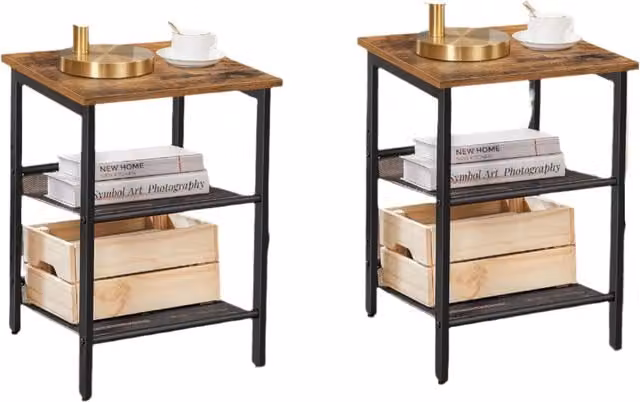 Modcraft Set of Two Brown Metal Mesh Shelves Side Tables