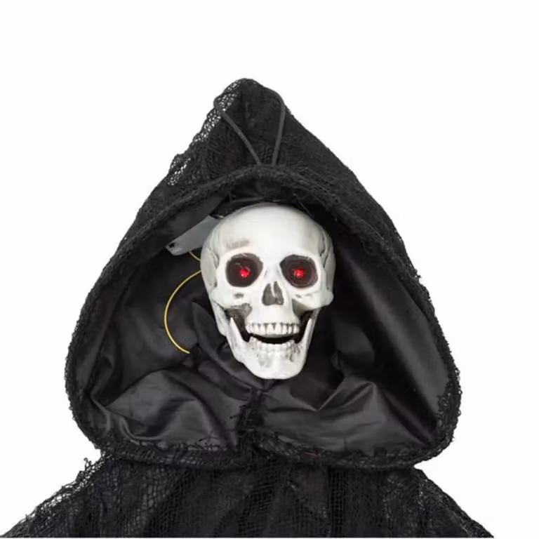 Garden Greatness 3ft Sound-Activated LED Grim Reaper Halloween Prop in Black, Red and Multicolour