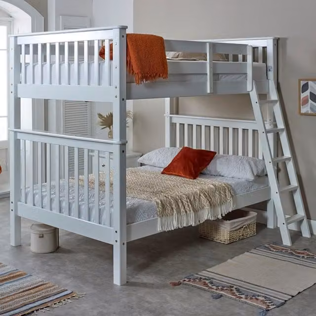 RELAXBy AMANI Malvern Small Double Quad Sleeper Bunk Bed Frame in White and Pine Wood, W/D/H: 120 x 200 cm