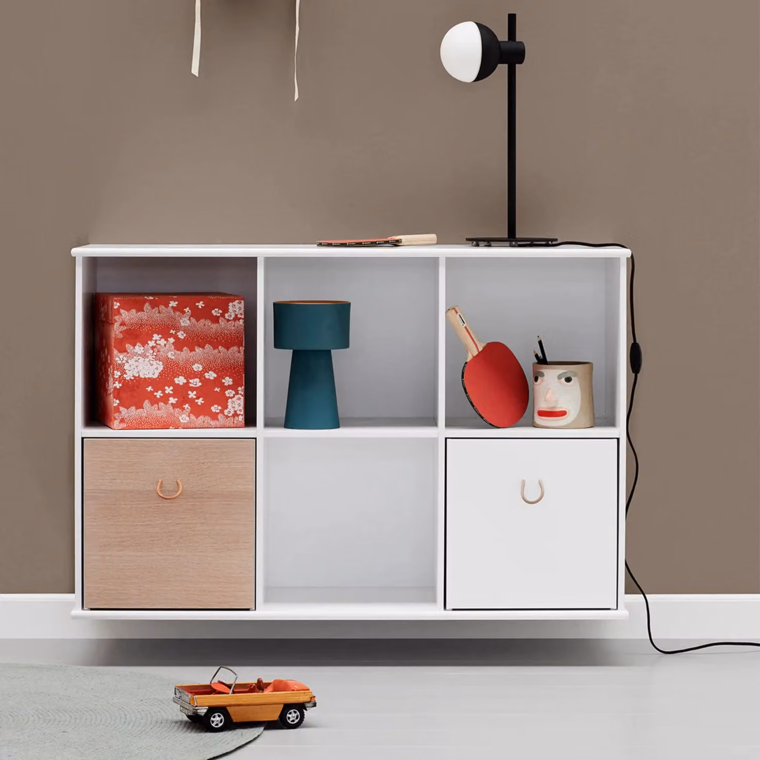 Oliver Furniture White Wood Wall Mounted Cube Shelving Unit for Children's Rooms, H 106.0 x W 70.5 x D 36.0 cm – 2