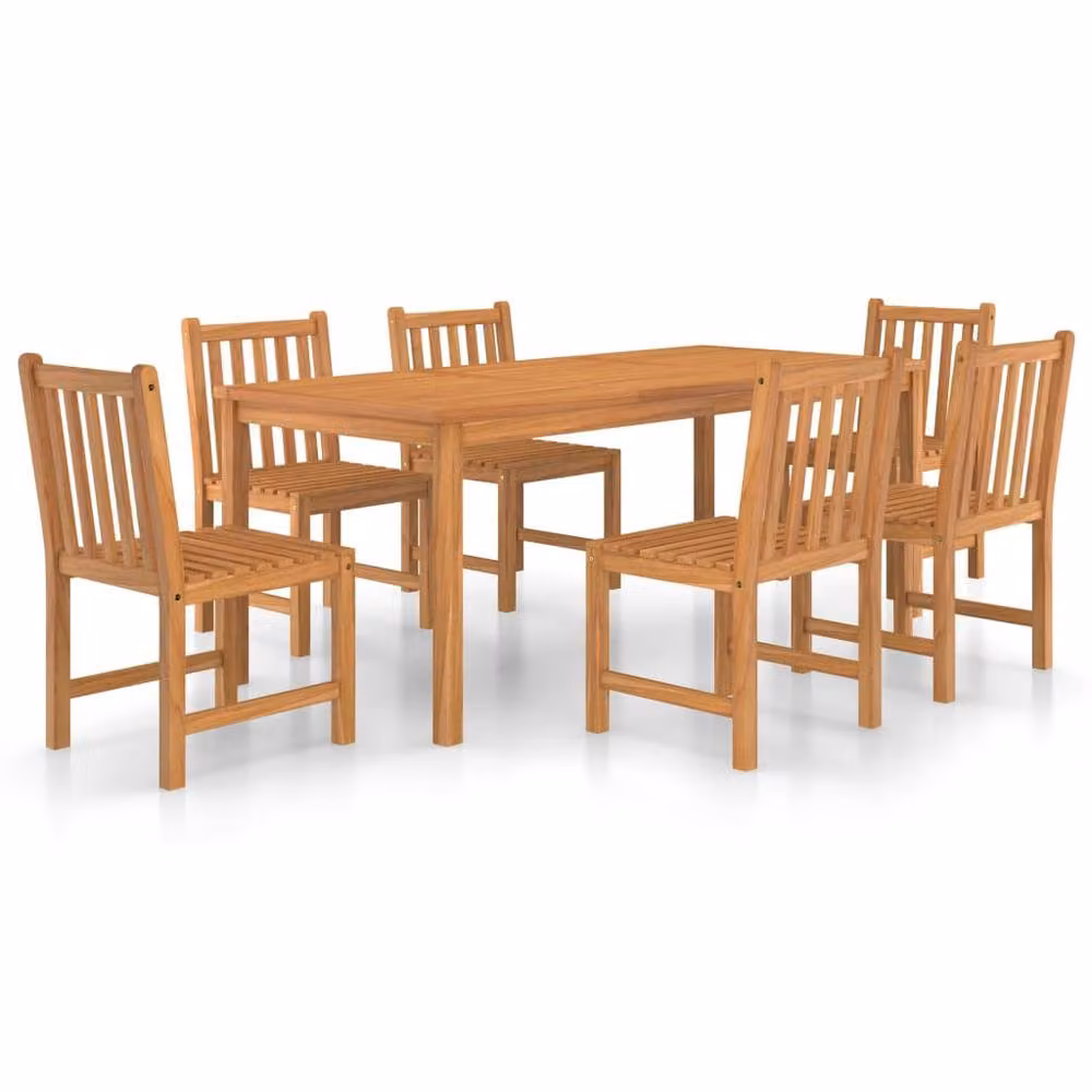 Berkfield Home 7 Piece Classic Garden Dining Set in Brown Solid Teak Wood – 2