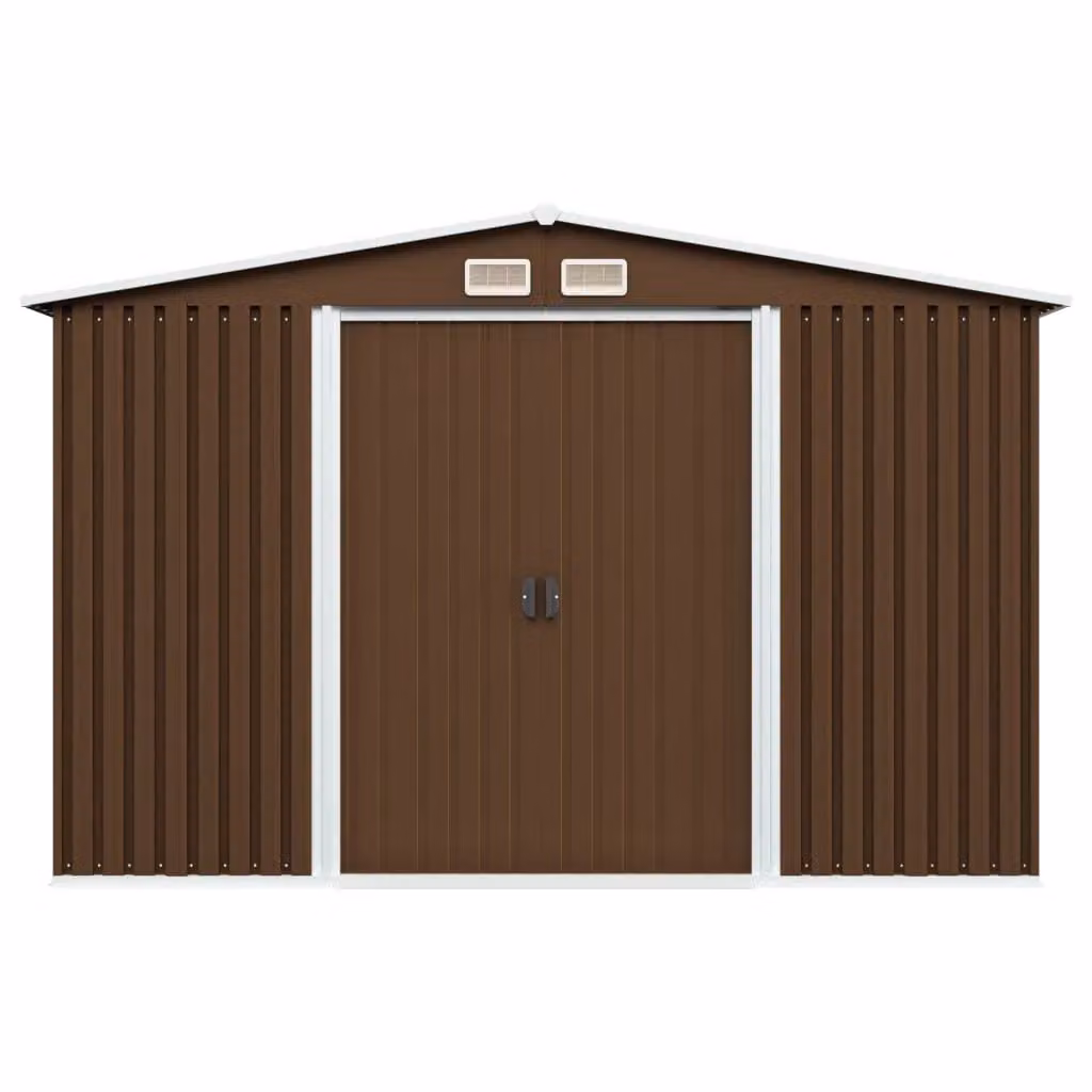 Berkfield Home Garden Storage Shed in Brown Steel, W: 257 cm, D: 205 cm, H: 178 cm – 2
