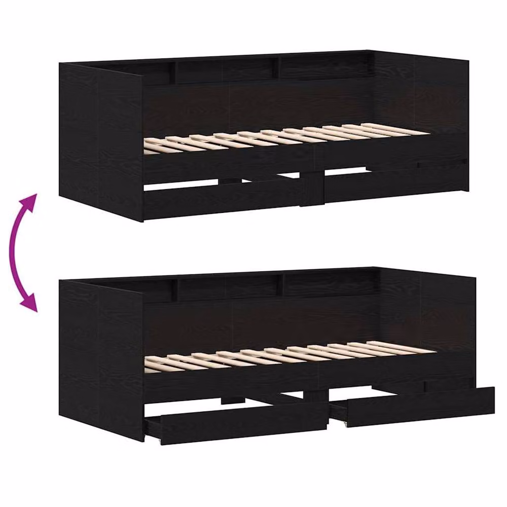Berkfield Home Modern Daybed with Black Oak Drawers, W/D/H: 90 x 190 cm – 5