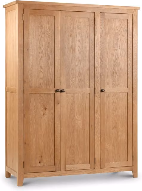 Julian Bowen Marlborough 3 Door Wardrobe in Brown Waxed Oak