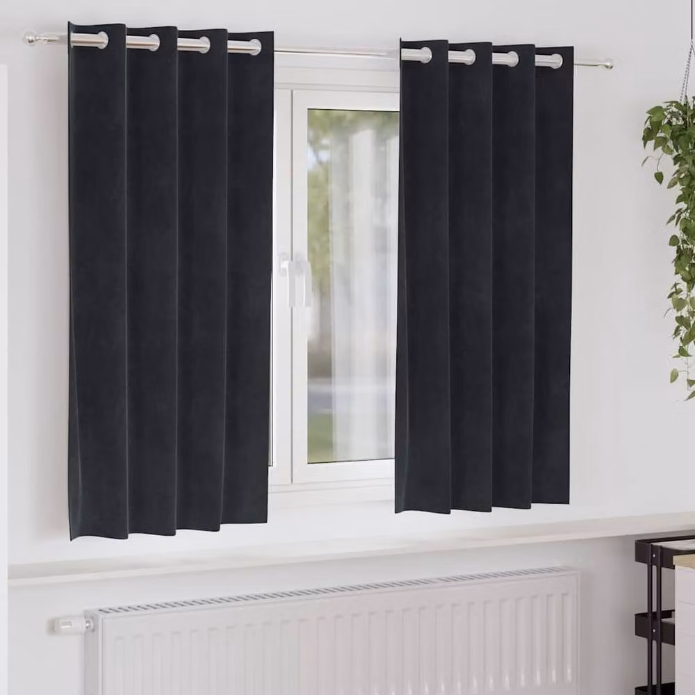 Berkfield Home Modern Blackout Velvet Curtains with Eyelets, 2 Pack, Black – 2