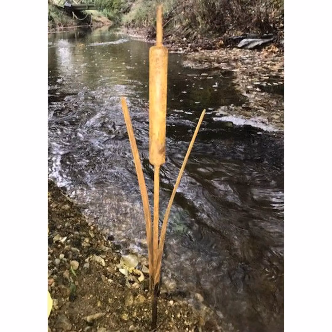 Poppyforge Bullrush Medium Garden Art, Pack of 3, Brown Steel Metal, Height: 91.4 cm – 2