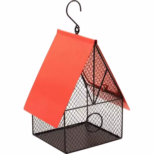 St Helens Home & Garden House Style Bird Feeder for Nuts in Black and Red