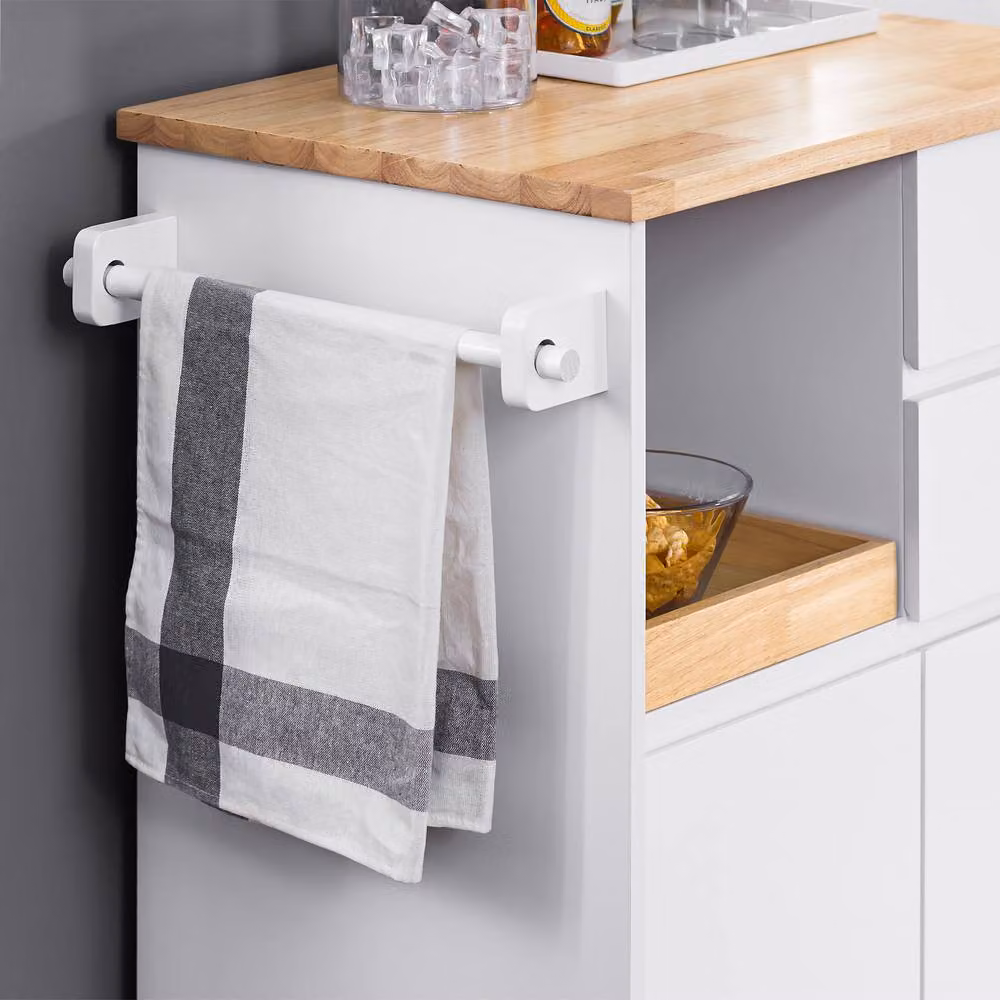 SoBuy Kitchen Trolley with Wood Top and 2 Drawers in White – 3