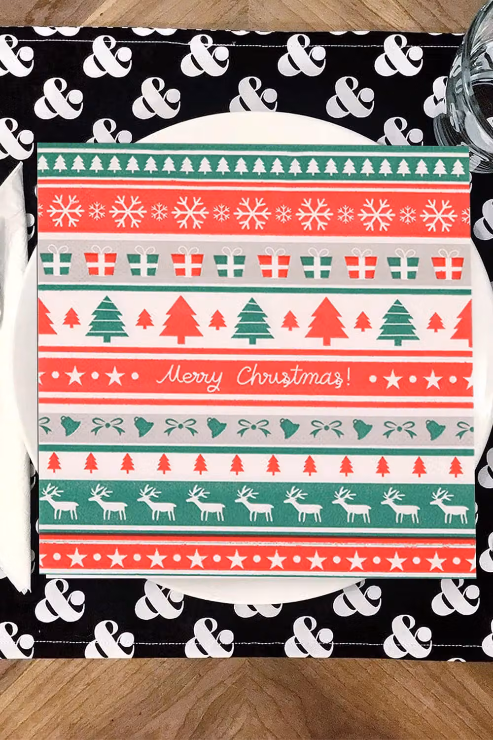 Neel Blue Christmas Reindeer Paper Napkins, Pack of 20, 33 cm – 2