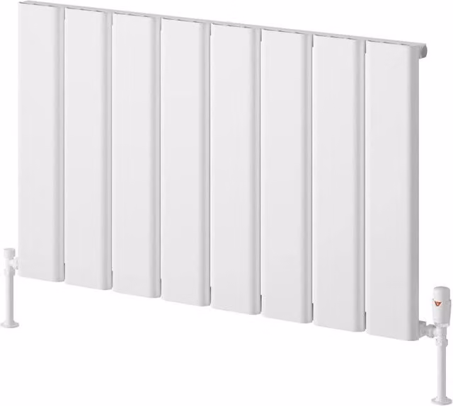 Bathroom Kingdom Caldaro White Designer Horizontal Aluminium Radiator W: 60 cm, H: 99.5 cm, D: 6 cm