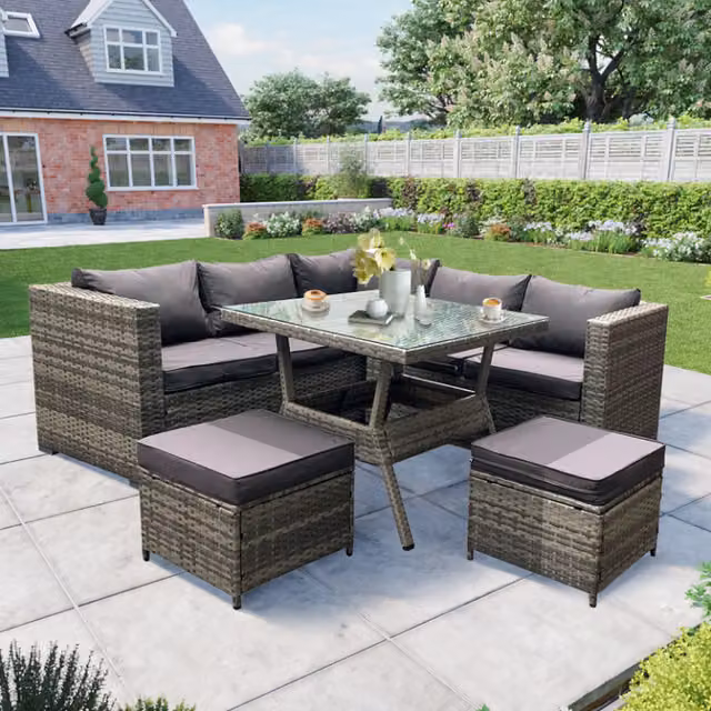 BillyOh Milan 6-Seater Rattan Corner Sofa Set in Grey