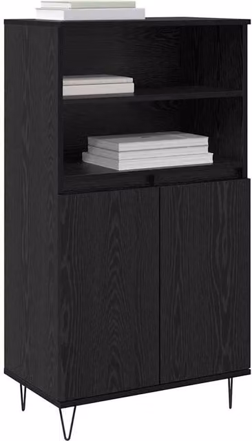 Berkfield Home Black Matt MDF Highboard with Internal Shelves and Hinged Doors, W/D/H: 110 x 36 x 60 cm – 1