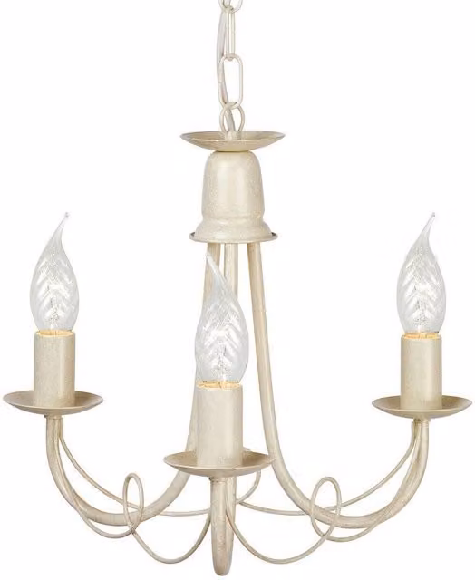 Netlighting Minster 3 Light Classic Ceiling Chandelier in White and Gold Finish with E14 Bulbs