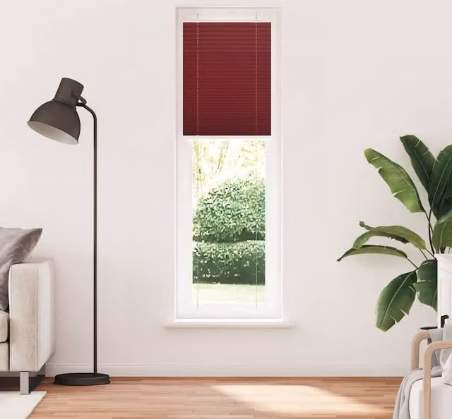 Berkfield Home Single Pleat Corded Blind in Bordeaux Red, W: 65 cm, H: 200 cm, Semi-Transparent Polyester Fabric – 1