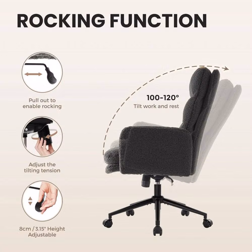 EONLION Grey Ergonomic High Back Swivel Office Chair with Armrests – 3