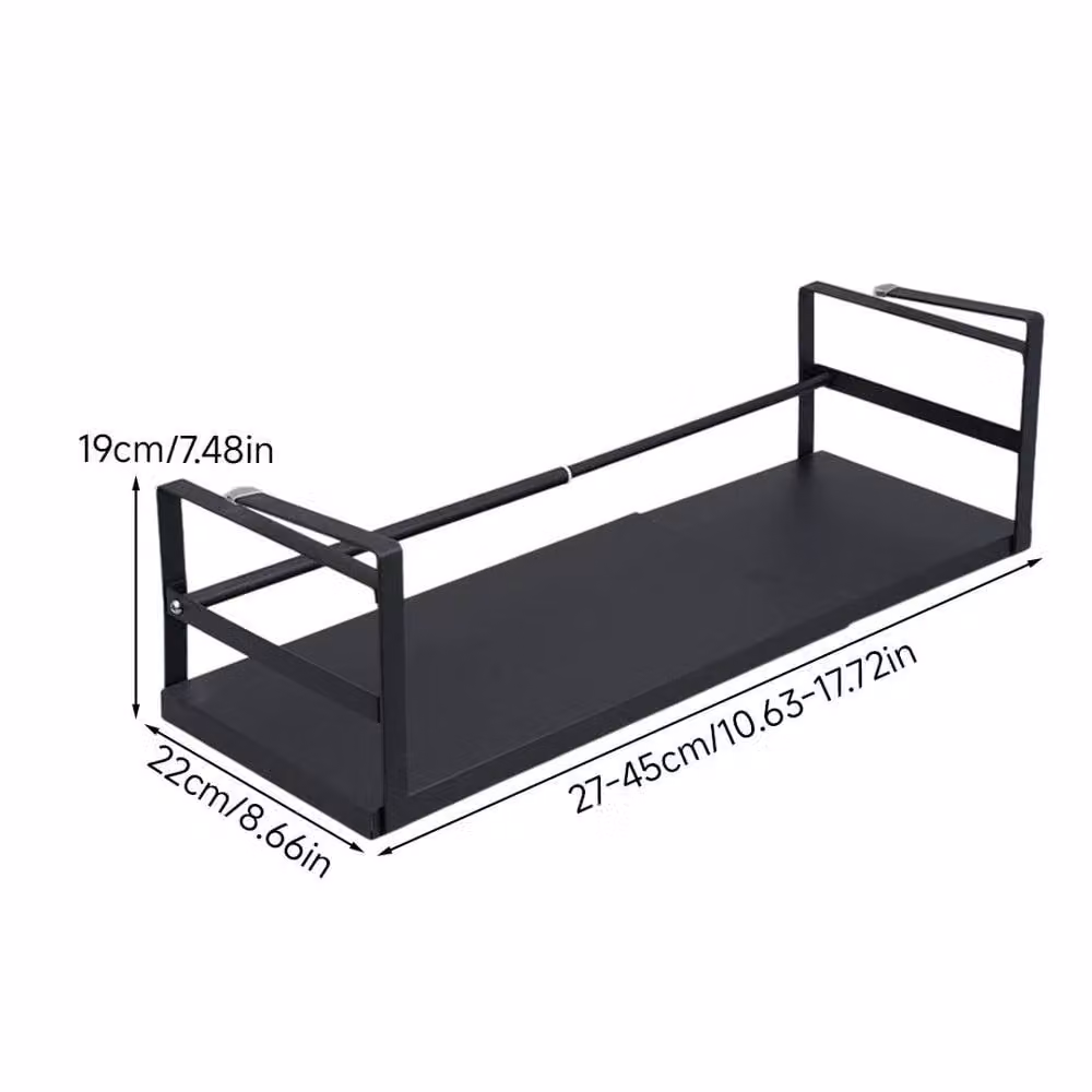 FORGEVIO Expandable Metal Under Shelf Storage Basket in Black, W: 27-45 cm, D: 22 cm, H: 19 cm – 2