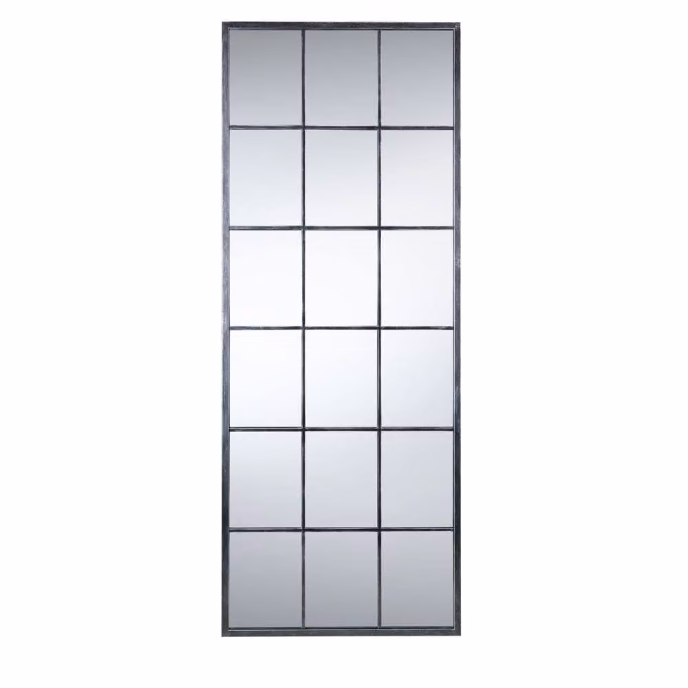 Cheshire Vetrano Large Rectangular Window Wall Mirror in Grey and White – 3