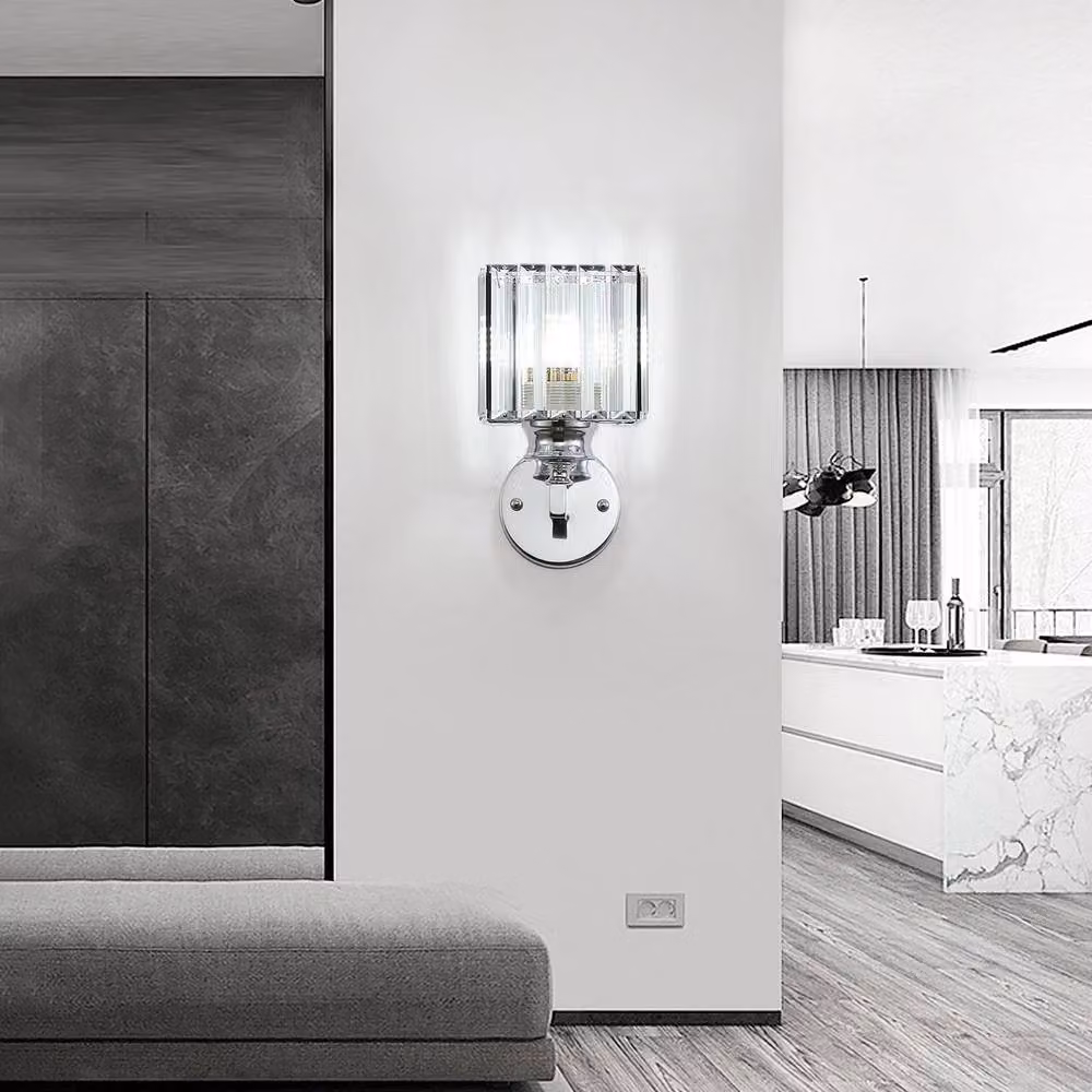 COMELY Modern Silver Crystal Wall Light with E27 Socket – 2