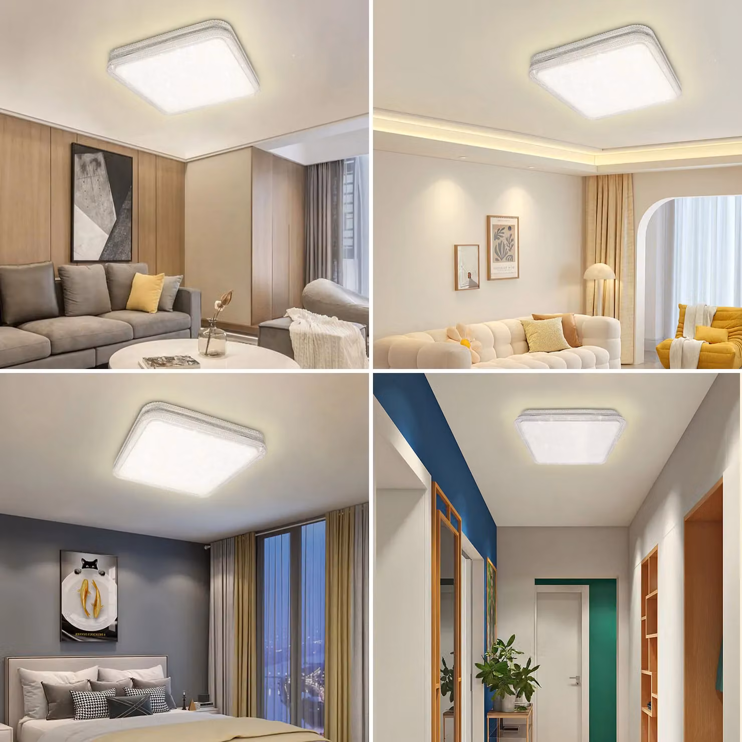ExtraStar 18W LED Square Ceiling Light, 1900 Lumen, 3000K Warm White, White – 2