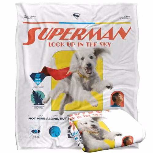 Warner Bros. Superman 2025 Krypto Comic Silky Touch Super Soft Fleece Throw Blanket, Multicolour, W: 127.0 cm x L: 152.4 cm – 1