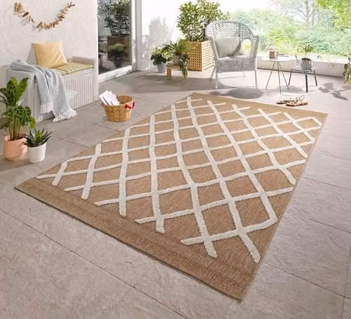 Desire Rugs Harper Machine Woven Indoor Outdoor Area Rug, Beige, W: 200 cm, L: 290 cm