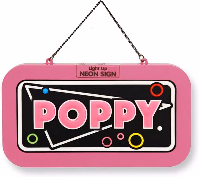 History & Heraldry Poppy Pre-personalised Light-Up Neon Bedroom Sign in Pink