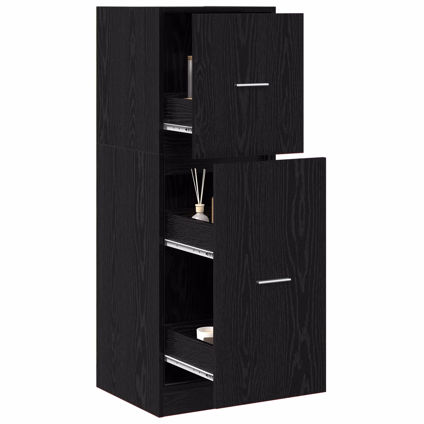 Berkfield Home Apothecary Cabinet in Black Oak, W/D/H: 40 x 41 x 118 cm – 2