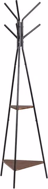 Kelvenix Black Metal Post Tree Coat Stand Garment Rack with Distributed Point Hooks