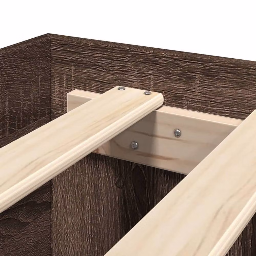 Berkfield Home Durable Engineered Wood Bed Frame in Brown Oak, W/D/H: 140 x 190 x 35 cm – 4