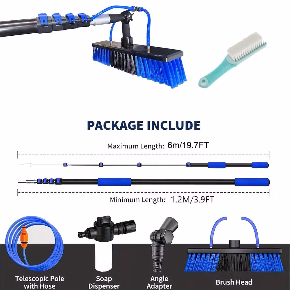 Ventryn Blue Telescopic Solar Panel Cleaning Brush with Hose – 2
