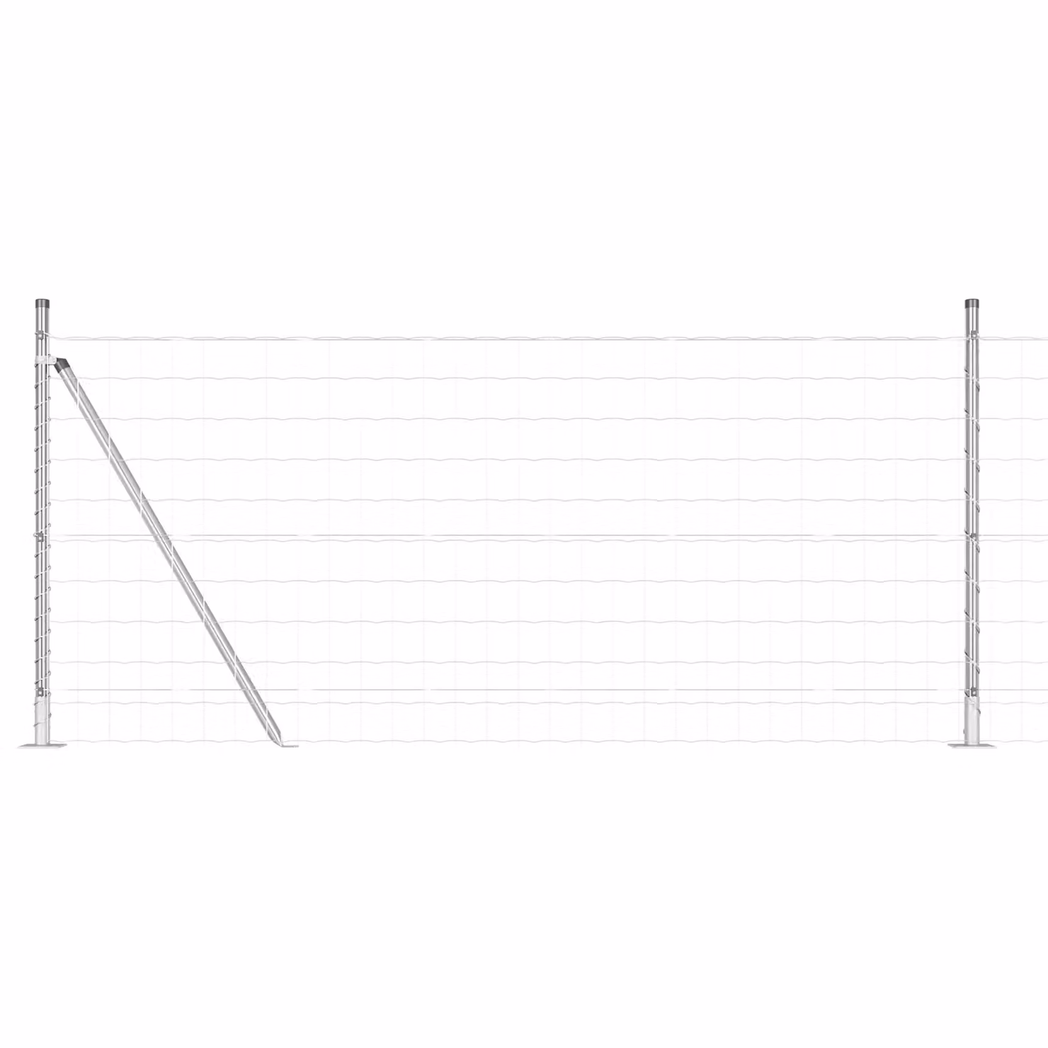 Berkfield Home Euro Fence with 7 Flanged Posts, Galvanised Steel, Silver, W: 10 m, H: 1 m – 2