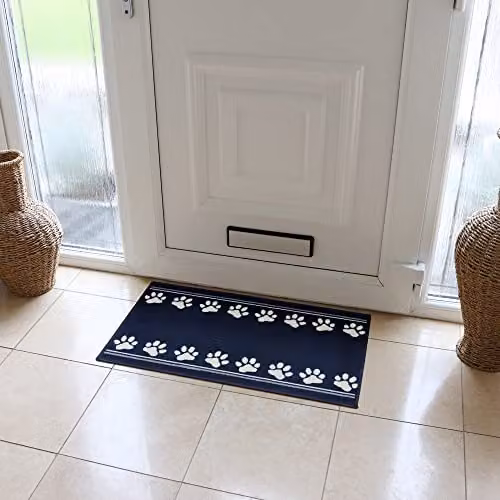 JVL Machine Washable Non-Slip Pet Mat with Animal Graphic, Blue, W/D/H: 70 x 40 x 1 cm – 9