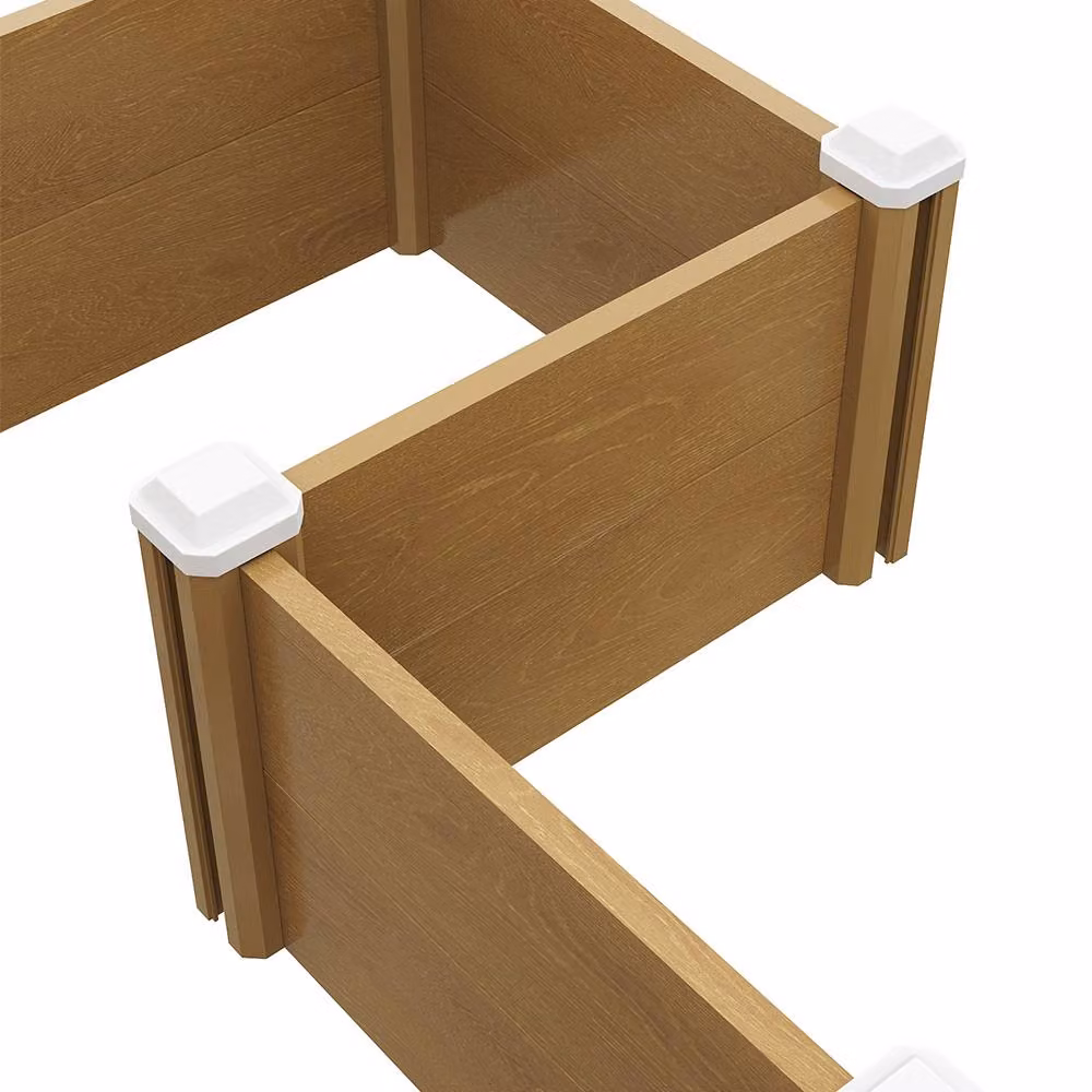 Living and Home Brown L-Shape Raised Garden Bed Planter in Plastic Wood-Grain – 3
