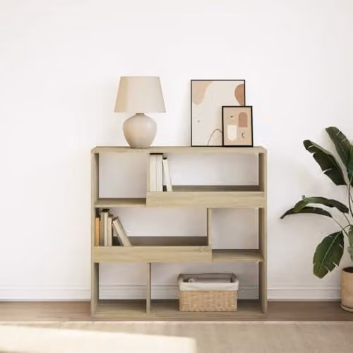 vidaXL Book Cabinet and Room Divider in Sonoma Oak, W: 100 cm, D: 33 cm, H: 94.5 cm – 2