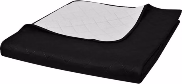 Berkfield Home Reversible Geometric Quilted Microfibre Bedspread in Black and White, W: 230 cm, D: 260 cm