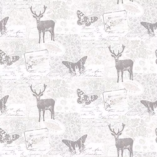 Galerie Nordic Elements Vintage Wildlife Wallpaper, Greige, W: 53 cm, L: 10 m