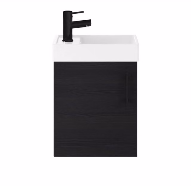Balterley Wall Mounted Vanity Basin in Anthracite and Matt Black, W: 40 cm, D: 52 cm, H: 40 cm