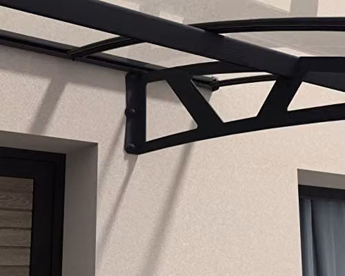 Palram Amsterdam 4460 Front Door Canopy, Grey and Transparent, W: 446 cm, D: 139 cm – 3