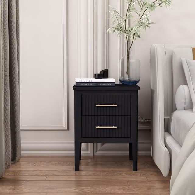 Cabinet Bits Palau 2 Drawer Bedside Table in Black – 1