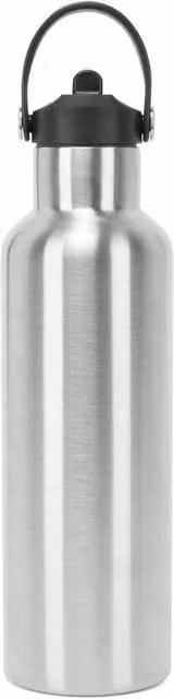 TriDri Silver Plain Flip Up Straw Water Bottle, 260 ml