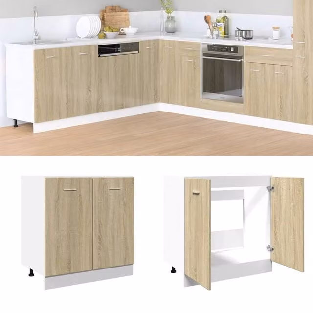 Berkfield Home Lyon Sonoma Oak Bottom Kitchen Cabinet, Brown, W: 80 cm, D: 46 cm, H: 81.5 cm