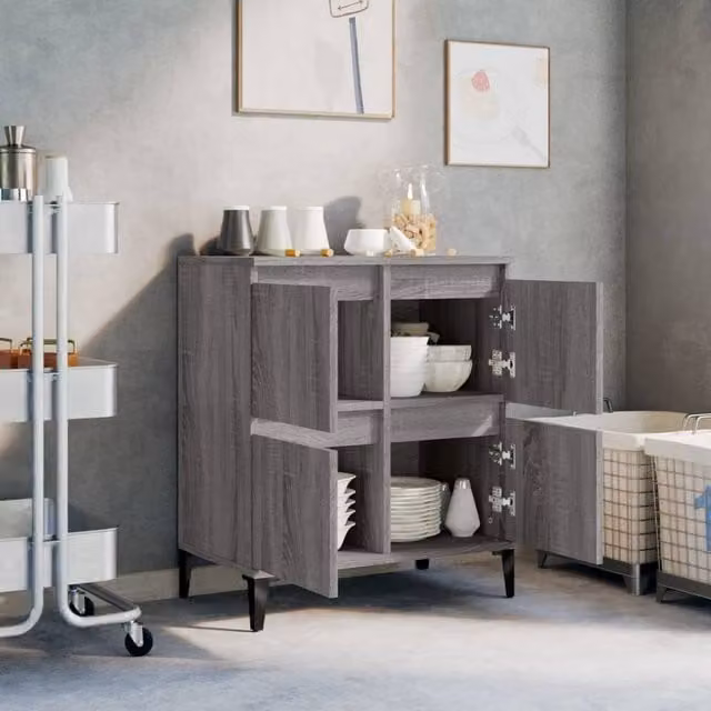 Berkfield Home Grey Sonoma Modern Sideboard, W: 60 cm, D: 35 cm, H: 70 cm