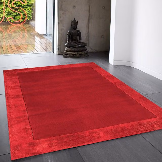 The Rug Shop UK Red Modern Hand Knotted Border Area Rug, W: 160 cm, L: 230 cm