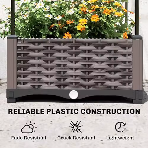 Outsunny Raised Garden Bed with Trellis Planter in Black, W/D/H: 40 x 40 x 179 cm – 5