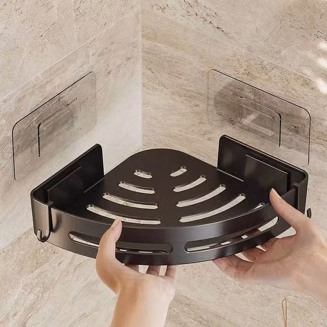 VOGREX Self Adhesive Corner Shower Storage Caddy, Black